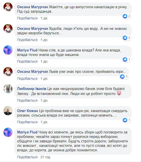 Коментарі обурених жителів Лавочного, що в Карпатах