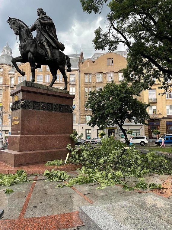 Буря во Львове: затоплены улицы, повалены деревья. Мэр призывает горожан оставаться дома 02