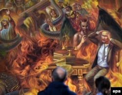 На одній із церковних фресок на тему «Страшний суд» у церкві в Червонограді зображений персонаж, в якому люди впізнають президента Росії