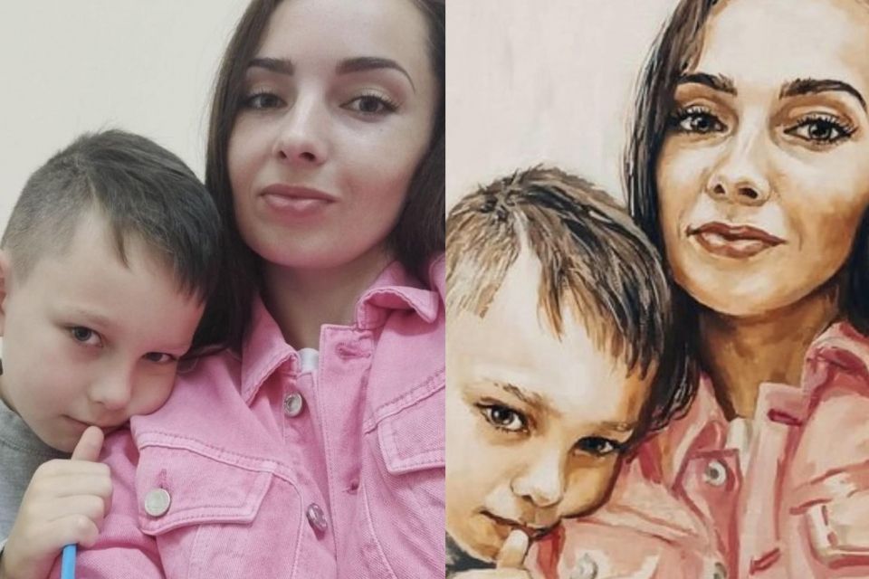 Львів'янка подарувала Ромчику Олексіву портрет із мамою в її останню годину життя